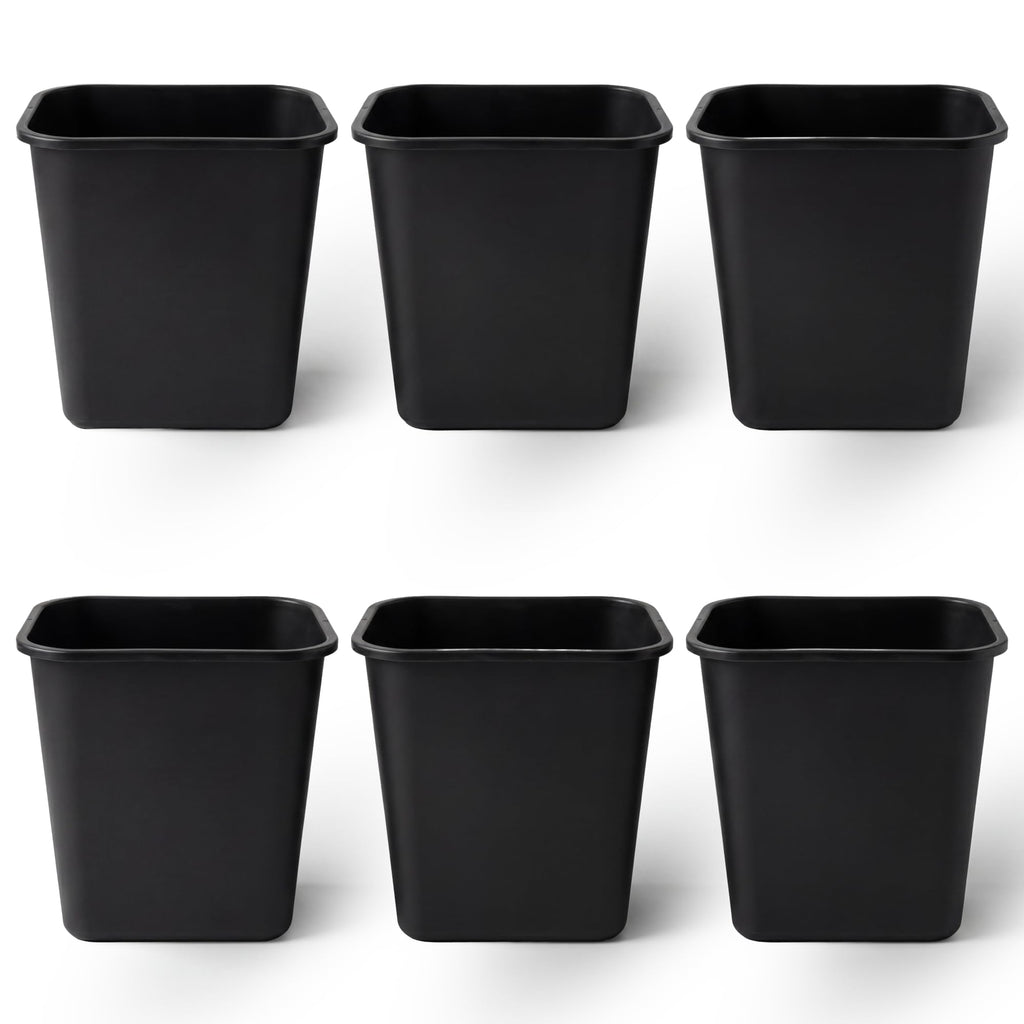 United Solutions 7.7 Gallon Trash Wastebasket, 12 Pack, Black, Under Desk