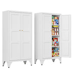 Letaya White Storage Cabinet with Adjustable Shelves-Metal Home Kitchen Pantry Cabinets with Doors,Organization Locker for Cupboard/Bedroom/Dining/Living/Bathroom/Office/Garage Room