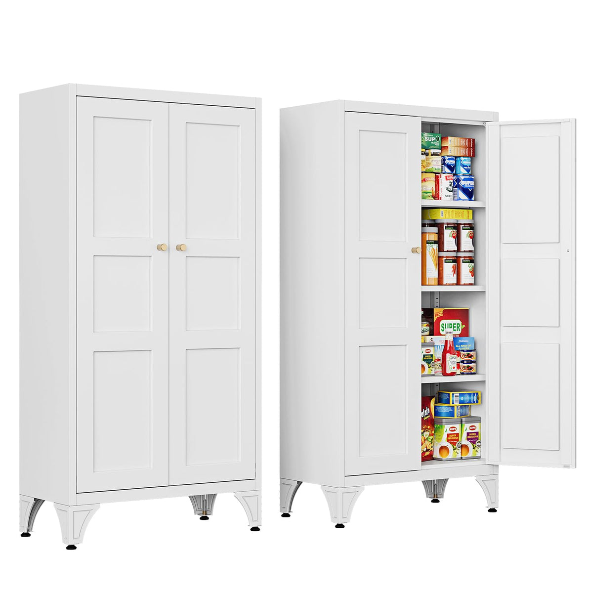 Letaya Metal Garage Storage Cabinets with Wheels,Steel Tool Cabinets Lock Door and Adjustable Shelves for Home,Office,Warehouse Organisieren (Black, 74.41" H)