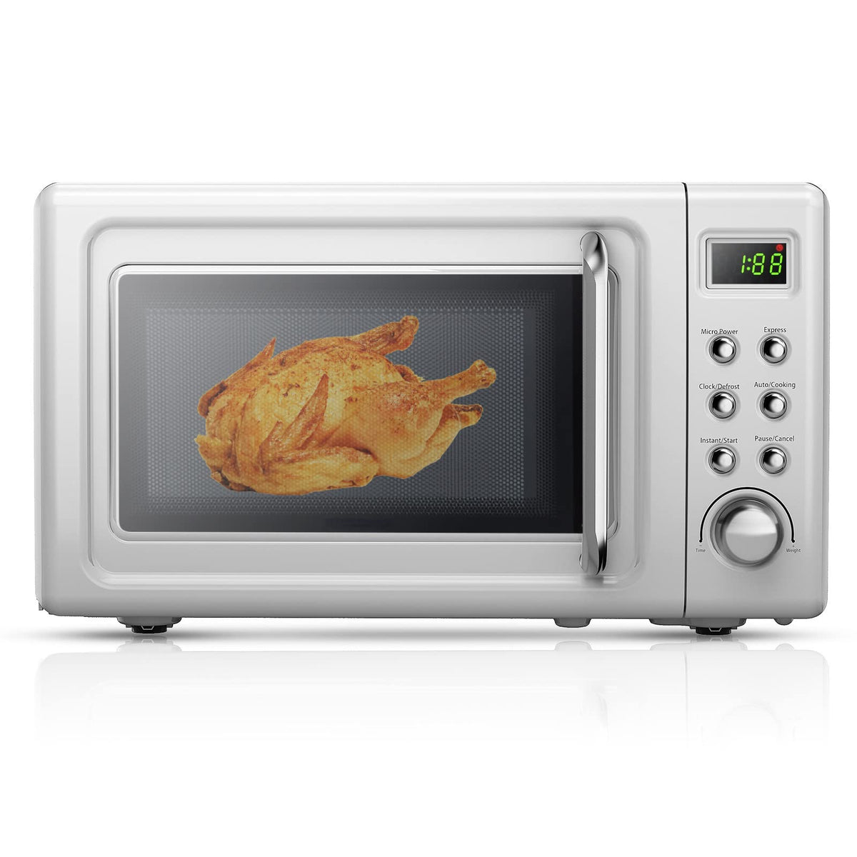 MAT EXPERT 0.7 Cu.ft Compact Microwave Oven, Digital Timing & Child Lock, Small Microwave w/Glass Turntable & 6 Preset Buttons, Delayed Start Function, 700W Mini Microwave w/5 Micro Power (Golden)