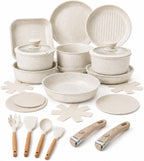 21Pc Detachable Handle Ceramic Nonstick Cookware Set, Induction Pots & Pans