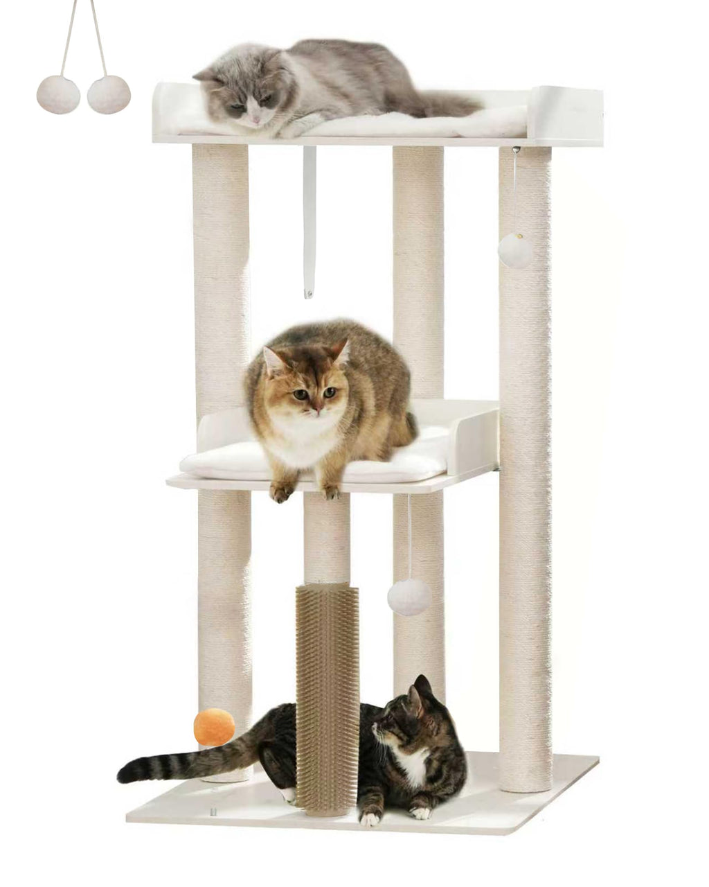 FourFurPets 43.7" Modern Cat Tree for Large Cats, Quick One‑Person Assembly