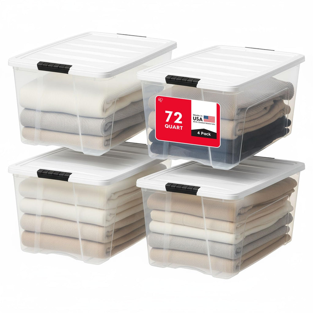 IRIS USA 6-Pack 72 Quart Storage Bins with Lids, Clear