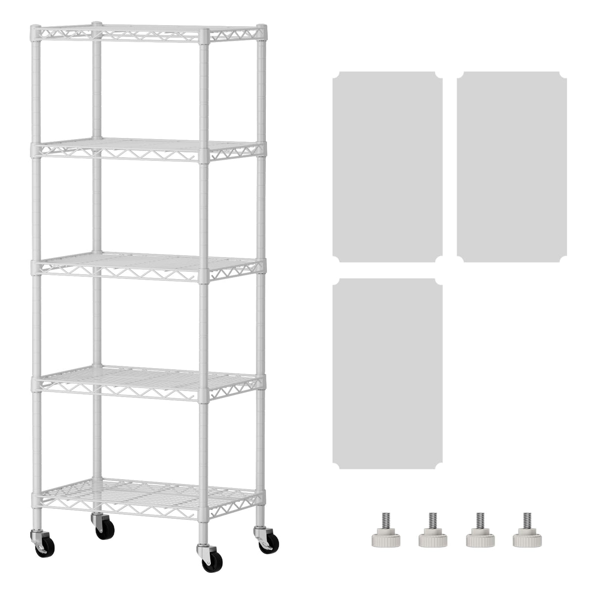 SINGAYE 5 Shelves Storage Wire Shelf Closet Metal Shelving Pantry Wheels