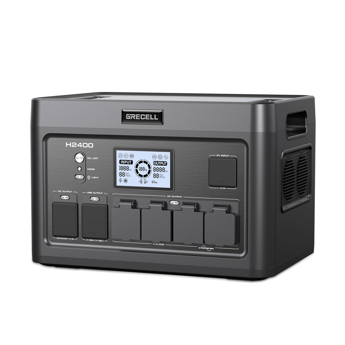 GRECELL 999Wh Solar Generator 1000W Portable Power Station for Outdoor