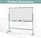 Goplus Rolling Whiteboard, 72" x 36" Large Double-Sided Dry Erase Board