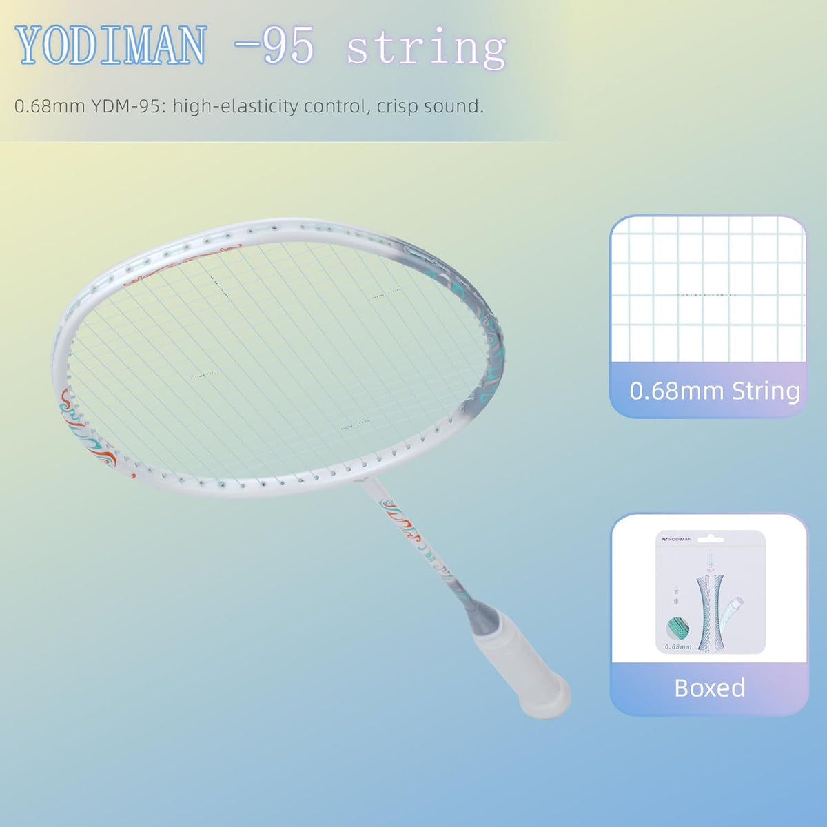 YODIMAN Badminton Racket Pro Ultra-Light Carbon Fiber Graphite M46X Professional Performance Badminton Racquet 4U 5U Head Heavy Frame Competition Grade with Overgrip