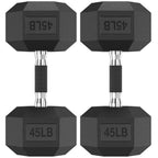 HANDBODE Hex Dumbbell Set of 2, Rubber Encased Fixed Dumbbells, 2.5-65 lb