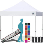 Eurmax USA 10x10ft Pop Up Canopy,Commercial Instant Tent for Outdoor Events,Patented No-Tip Rolling Storage Bag with 4 Sandbags,UV & Water Resistant,Heavy Duty Portable Shelter Gazebo,White