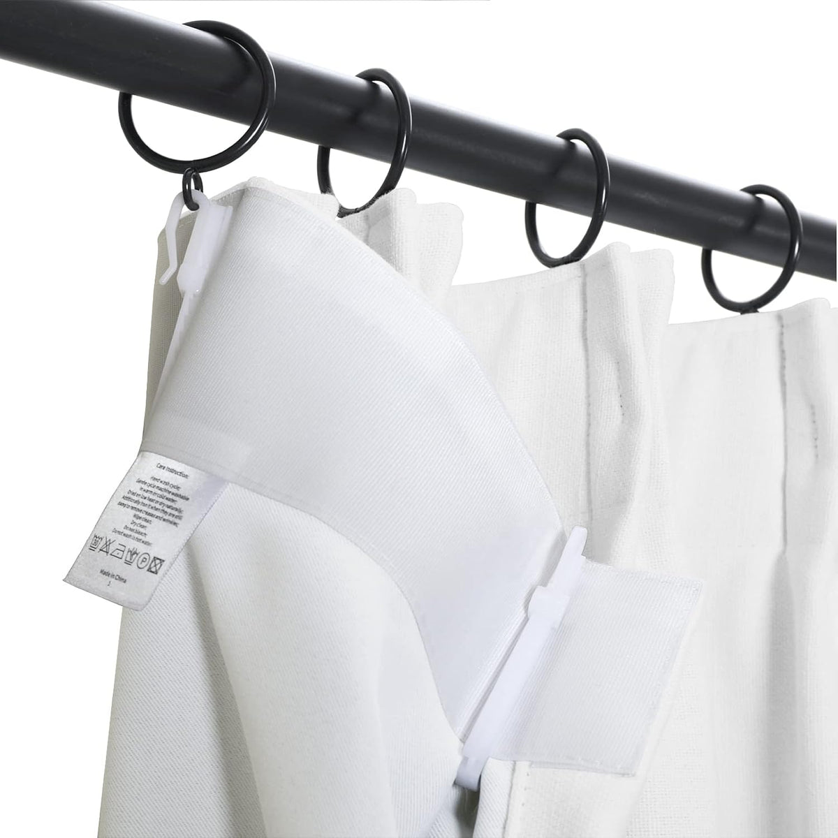ChadMade Pinch Pleated Curtain Blackout White Pure 100% Cotton Duck Drape 108 Inches Long Curtain Plain Weave with Blackout Lining 50Wx108L (1 Panel), BOZI Collection