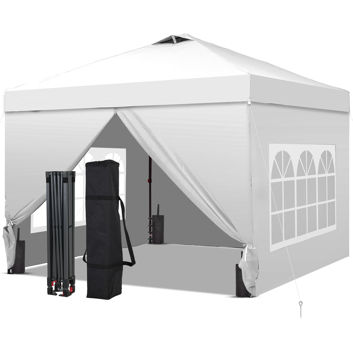 GDY 10x10FT Pop-Up Canopy Tent — with 4-Side Walls & Vented Top, Portable Outdoor Event Tent for Garden, Poolside, Parks, Parties,Camping, Pink.