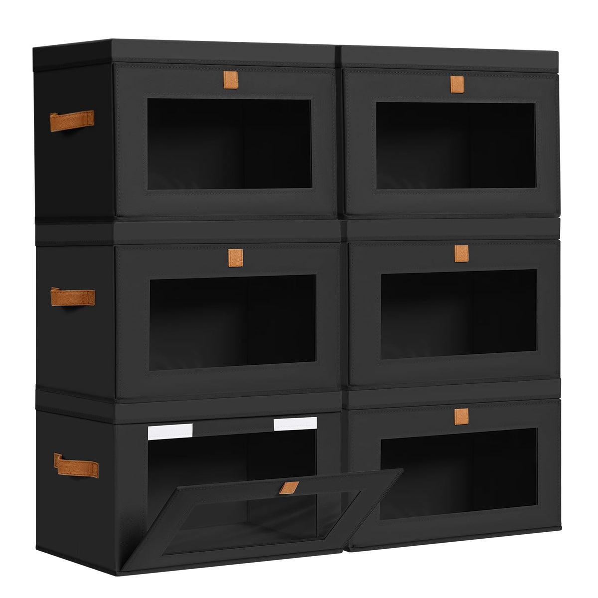 DIMJ Storage Bins with Lids - 8 Pack Large Fabric Closet Organizer with Window & Handles, Collapsible Decorative Storage Boxes for Shelves Under Bed, Books Clothes Blankets Sweaters Organization