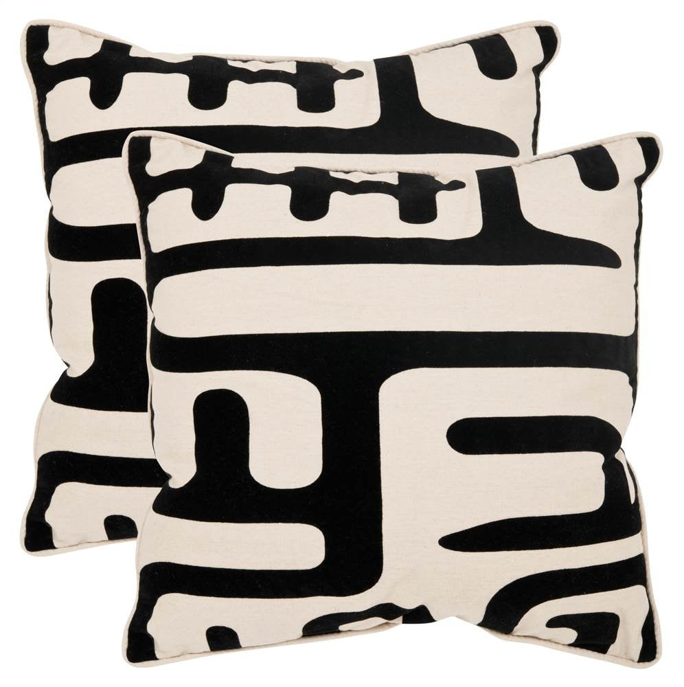 SAFAVIEH Maize Modern Throw Pillows Set of 2, 24x24 Black PIL162A-2424-SET2