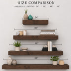 Urbandi Modern Floating Shelves 3 Inches Thick for Wall, Wide Shelves for Kitchen, Living Room, Bedroom, and Bathroom, Natural Pine Wood, Rustic Wooden Shelf, (Set of 2) (Provincial, 24Lx3Hx8D)
