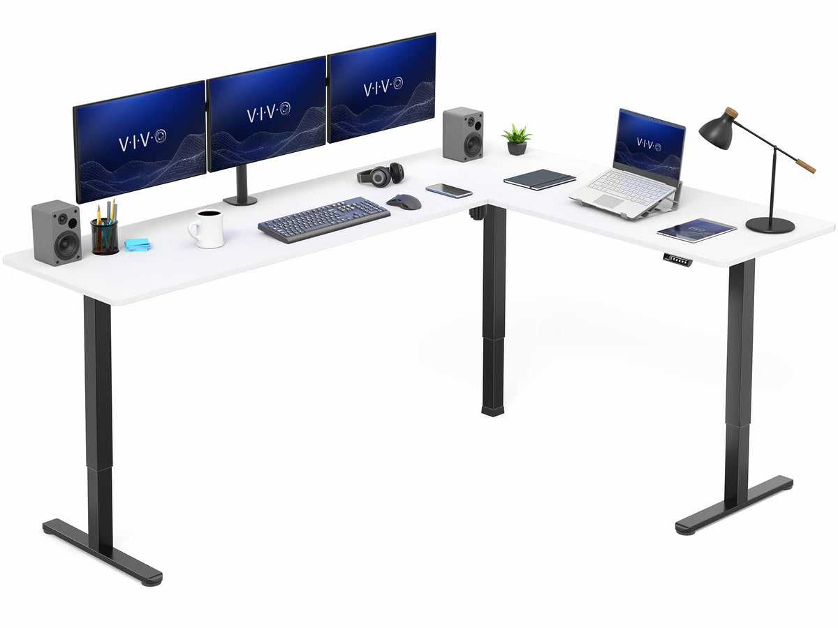 VIVO Black 63 x 55 in Corner Standing Desk, DESK-E3CTB