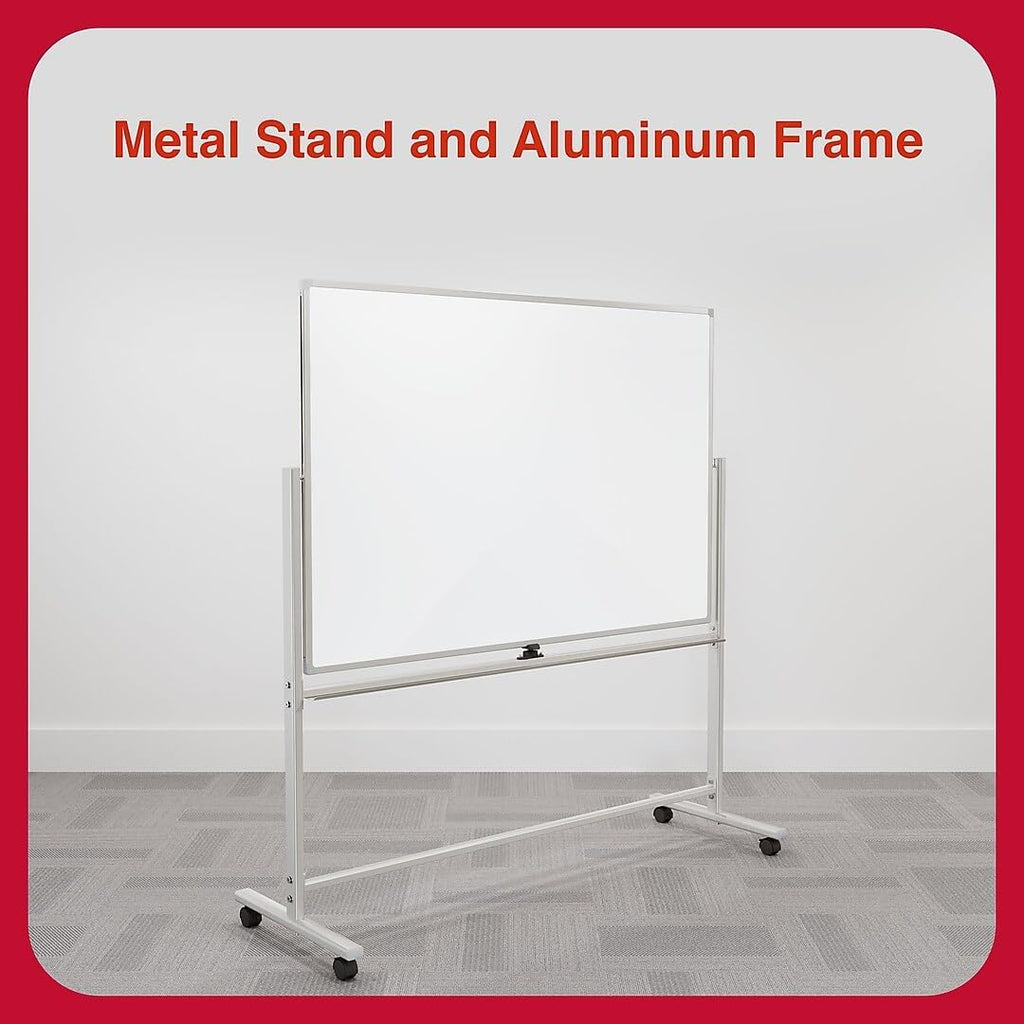 TRU RED Magnetic Mobile Dry Erase Board, 40x60 In, Double-Sided