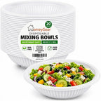 Disposable Plastic Mixing Bowls, 20 Pack, 40 oz Large Heavy Duty Bowls, Microwave Safe, BPA Free, Durable for Mixing, Meal Prep, Salad, Baking & Food Prep (20)