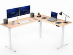 VIVO Light Wood 63 x 55 in Corner Standing Desk, DESK-E3CTGC