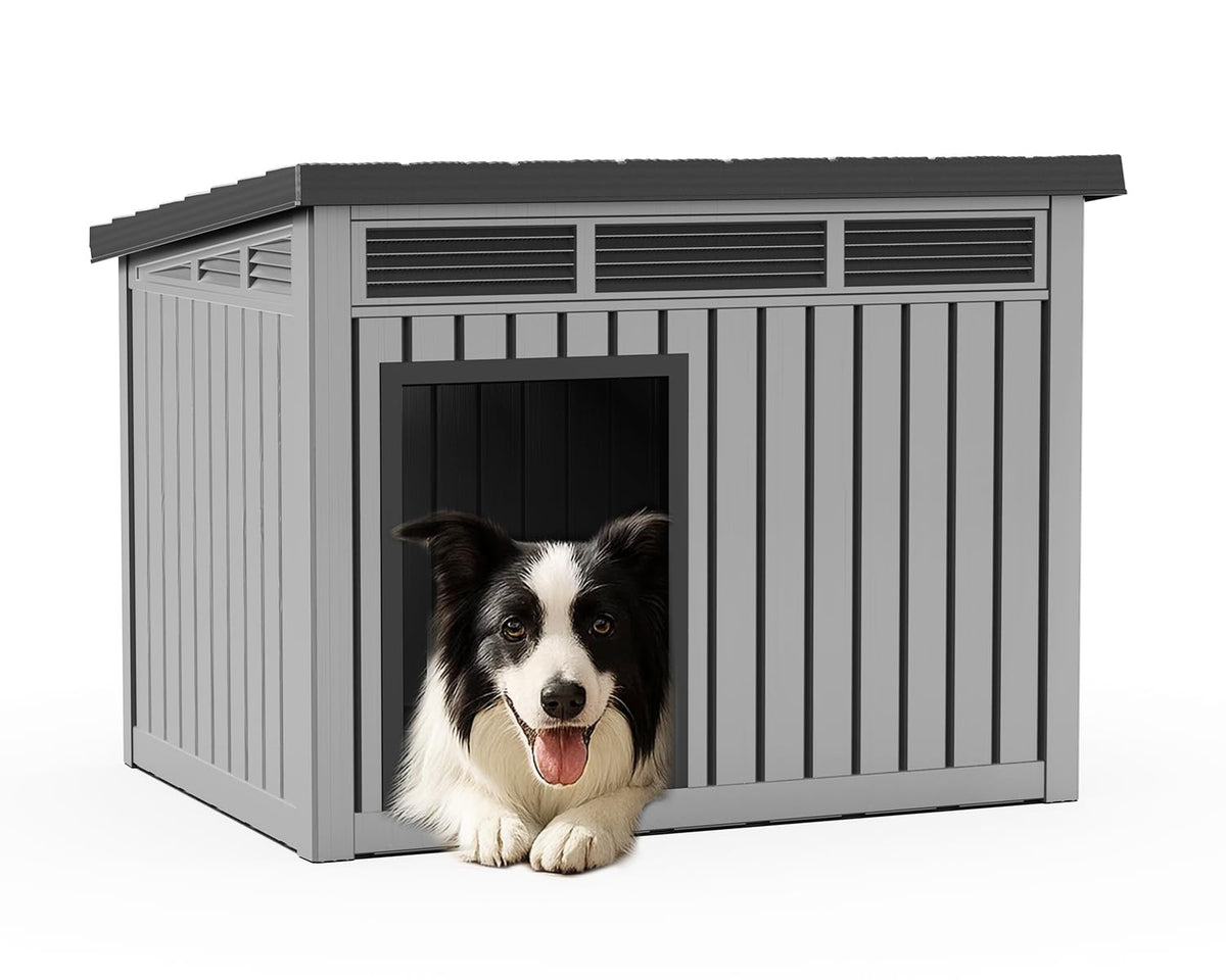 DRATO Large Dog House Outdoor for Indoor, Gray, 42.87 * 32.95 * 31.61 in