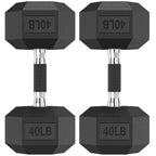 HANDBODE Hex Dumbbell Set of 2, Rubber Encased Fixed Dumbbells, 2.5-65 lb