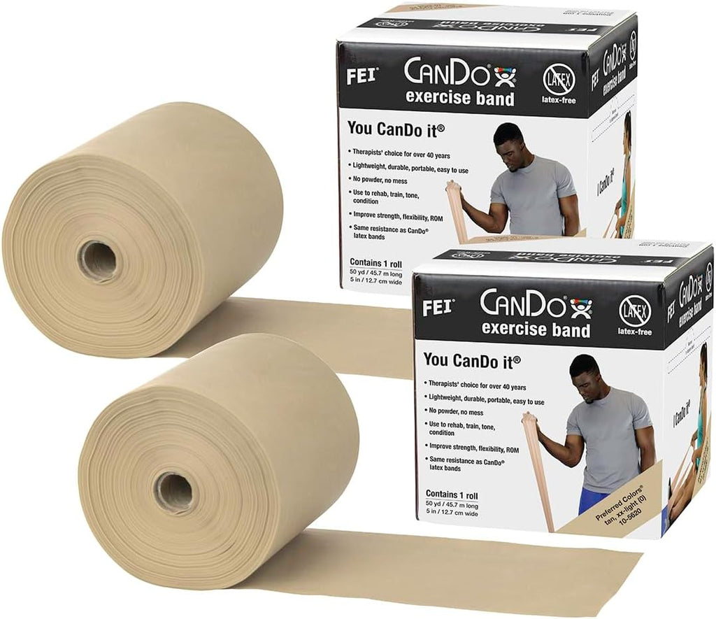 CanDo Twin-Pak Latex-Free Exercise Band, Red, 100 Yard