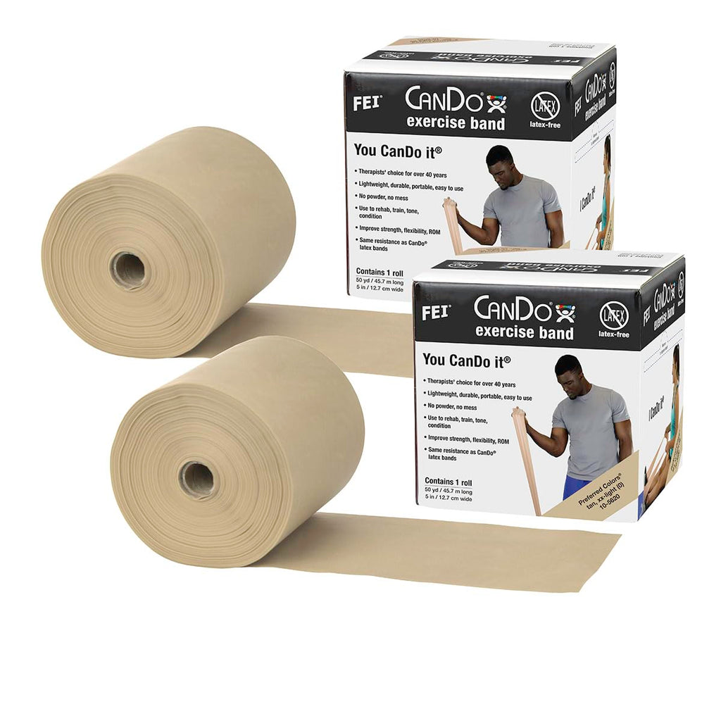 CanDo Twin-Pak Latex-Free Exercise Band, Red, 100 Yard