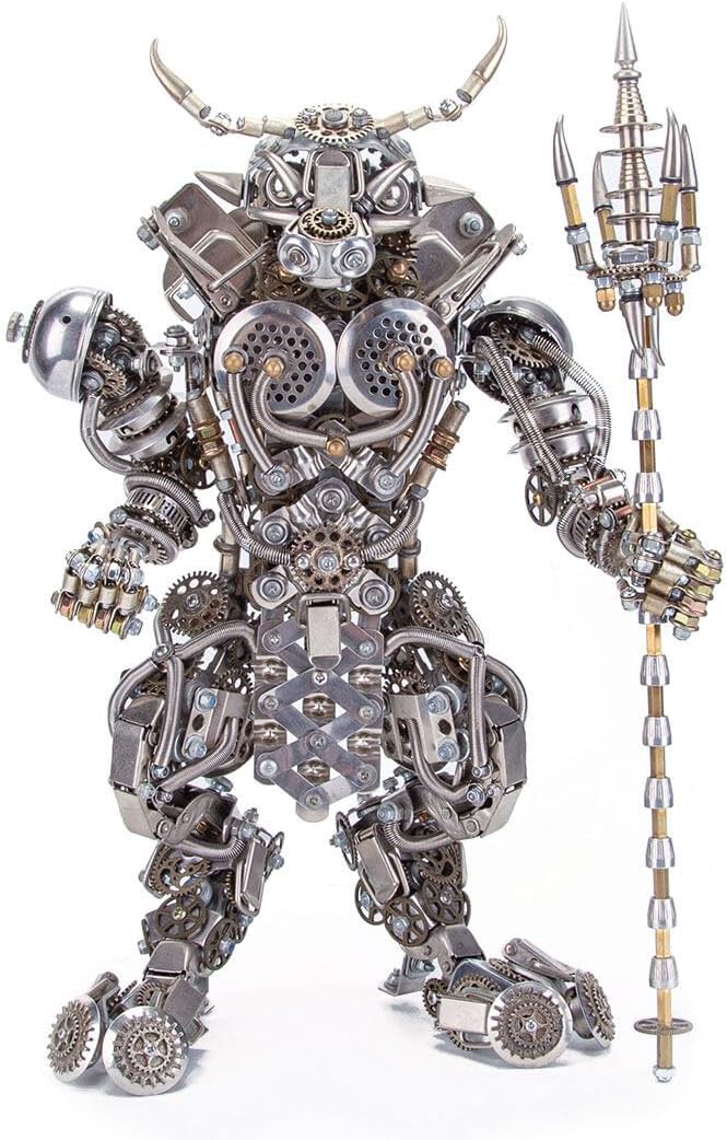 3D Metal Puzzle Bull-Headed Man Model Kit, 2500PCS DIY Assemble Steampunk Mechanical Demon Minotaur Model, Creative Handcrafted Metal Art Craft Desktop Display & Decoration for Adults