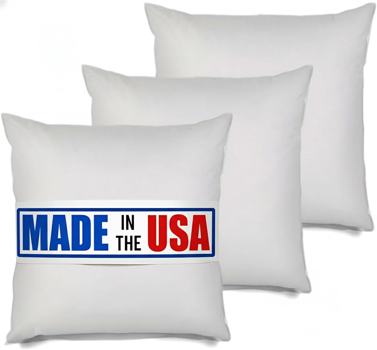 MSD 3 Pack Pillow Insert 30X30 Hypoallergenic Square Form Sham Stuffer Standard White Polyester Decorative Euro Throw Pillow Inserts for Sofa Bed - Made in USA (Set of 3) - Machine Washable and Dry