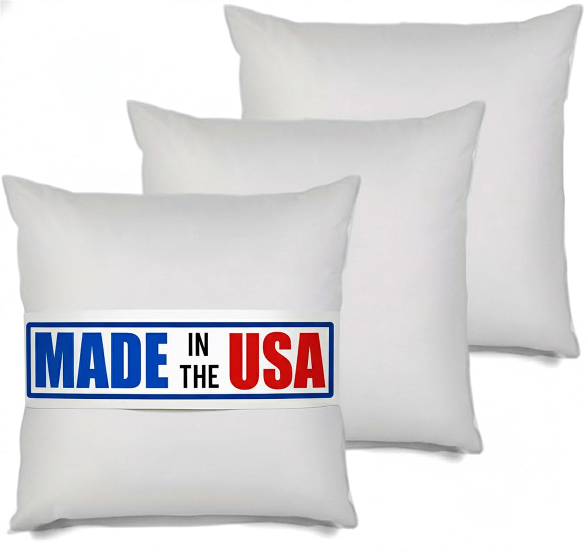 MSD 3 Pack Pillow Insert 30X30 Hypoallergenic Square Form Sham Stuffer Standard White Polyester Decorative Euro Throw Pillow Inserts for Sofa Bed - Made in USA (Set of 3) - Machine Washable and Dry