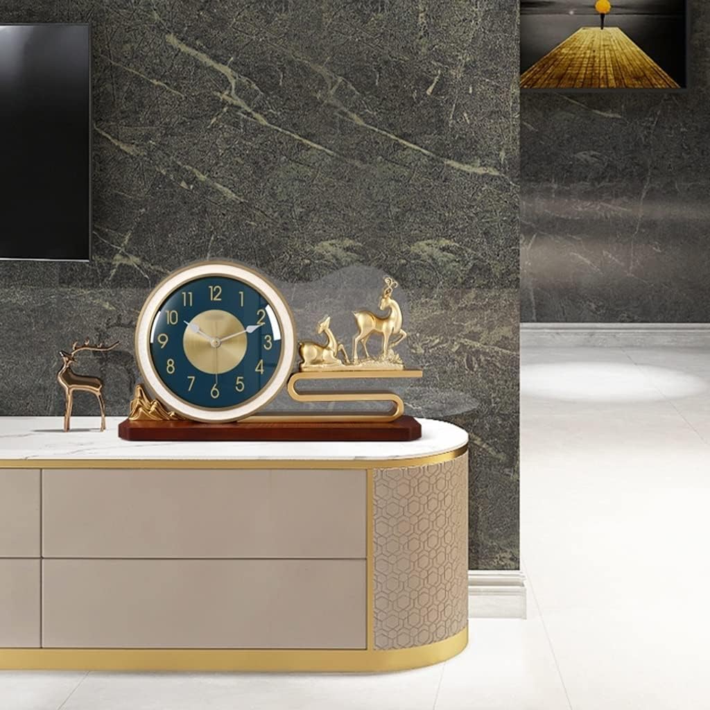 Clock Desk Modern Light Luxury Desk Clock Home Fashion Desktop Decoration Ornaments Living Room Study Double Deer Furnishings Digital Desk Clock