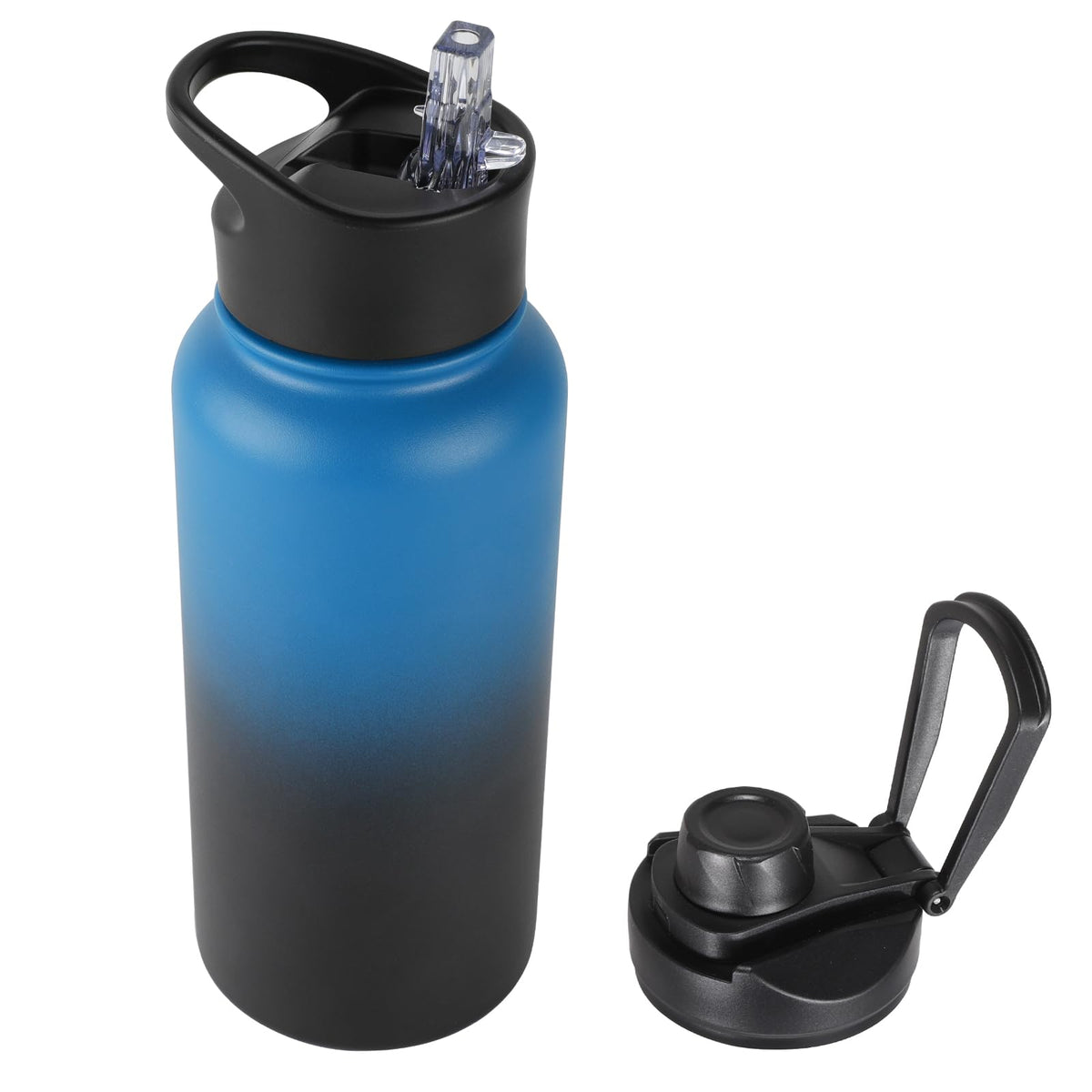 32 oz Insulated Water Bottle Bulk 8 Pack, Stainless Steel Sports Water Bottles with Straw Lid & Wide Mouth Lids, Double Walled Vacuum, Leak Proof, White