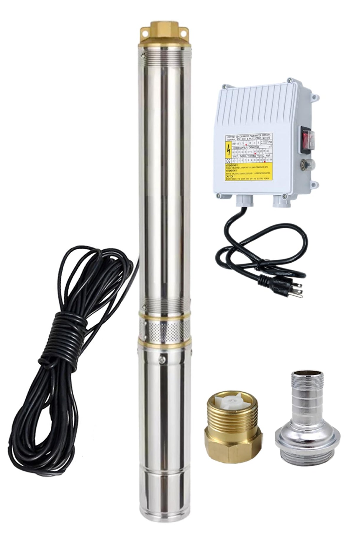 Deep Well Submersible Pump with 100FT Power Cord, 2HP 230V Deep Well Pump Submersible Water Pump for Industrial Irrigation and Home, 37GPM,427FT Lift,Long Life,4" OD