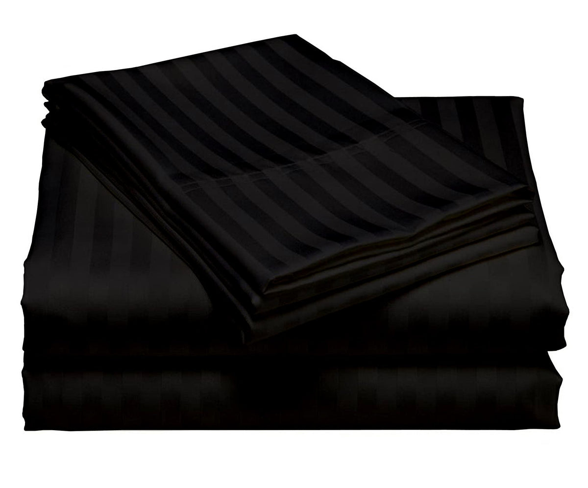 USA California King Sheet Set in Purple Stripe 400 Thread-Count 100% Egyptian Long Staple Cotton, Sateen Weave for Soft and Silky Feel, Breathable 4-Piece Bedsheet, Elasticized 24'' Extra Deep Pocket