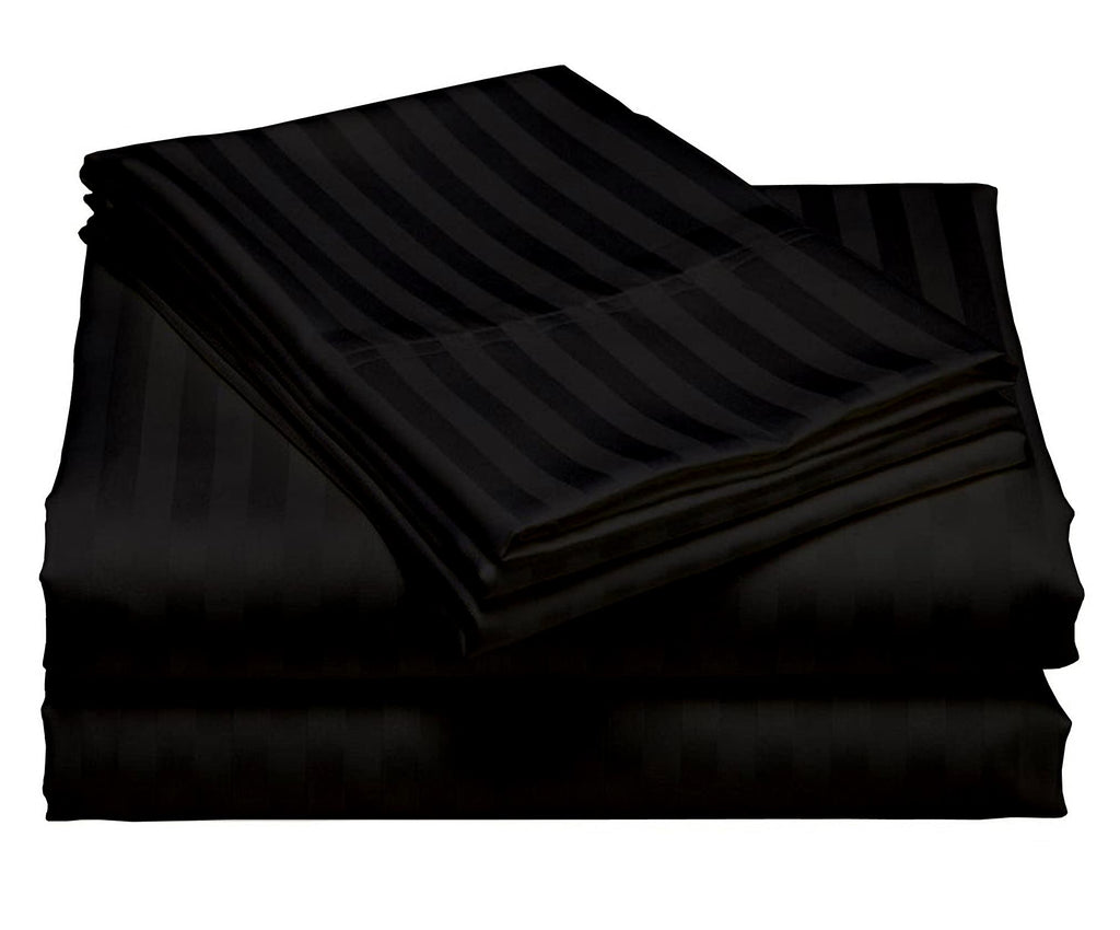 USA RV King Sheet Set in Purple Stripe 400 Thread-Count 100% Egyptian Long Staple Cotton, Sateen Weave for Soft and Silky Feel, Breathable 4-Piece Bedsheet, Elasticized 24'' Extra Deep Pocket