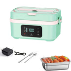 Cordless Heated Lunch Box, 30,000mAh Rechargeable Electric Lunch Box with Automatic Heatings Timer & Adjustable Heating, 5.7 Cup Portable Food Heater Warmer Office Car Outdoor (Green)