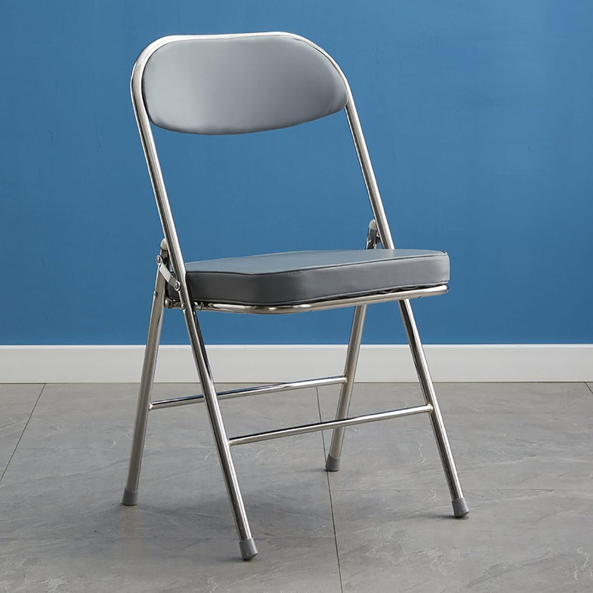 Folding Metal Frame Chairs for Indoor/Outdoor Use Portable Stackable and Durable Gray Color Ideal for Home(Grey)