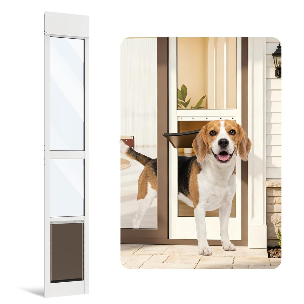Aluminum Large Dog Door for Sliding Glass Door, White