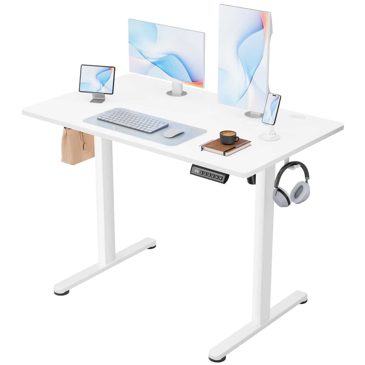 Furmax 45 Inches Electric Standing Desk, Home Office Desk with Phone Holder