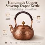 Handmade Copper Stovetop Teapot Kettle, Solid Copper Tea Kettle with Vintage Hammer Design, Thickened Household Boiling Teapot for Induction, Electric, Easy to Clean (A*1200ML)