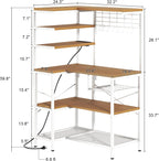 L-Shaped Bakers Rack with Power Outlet