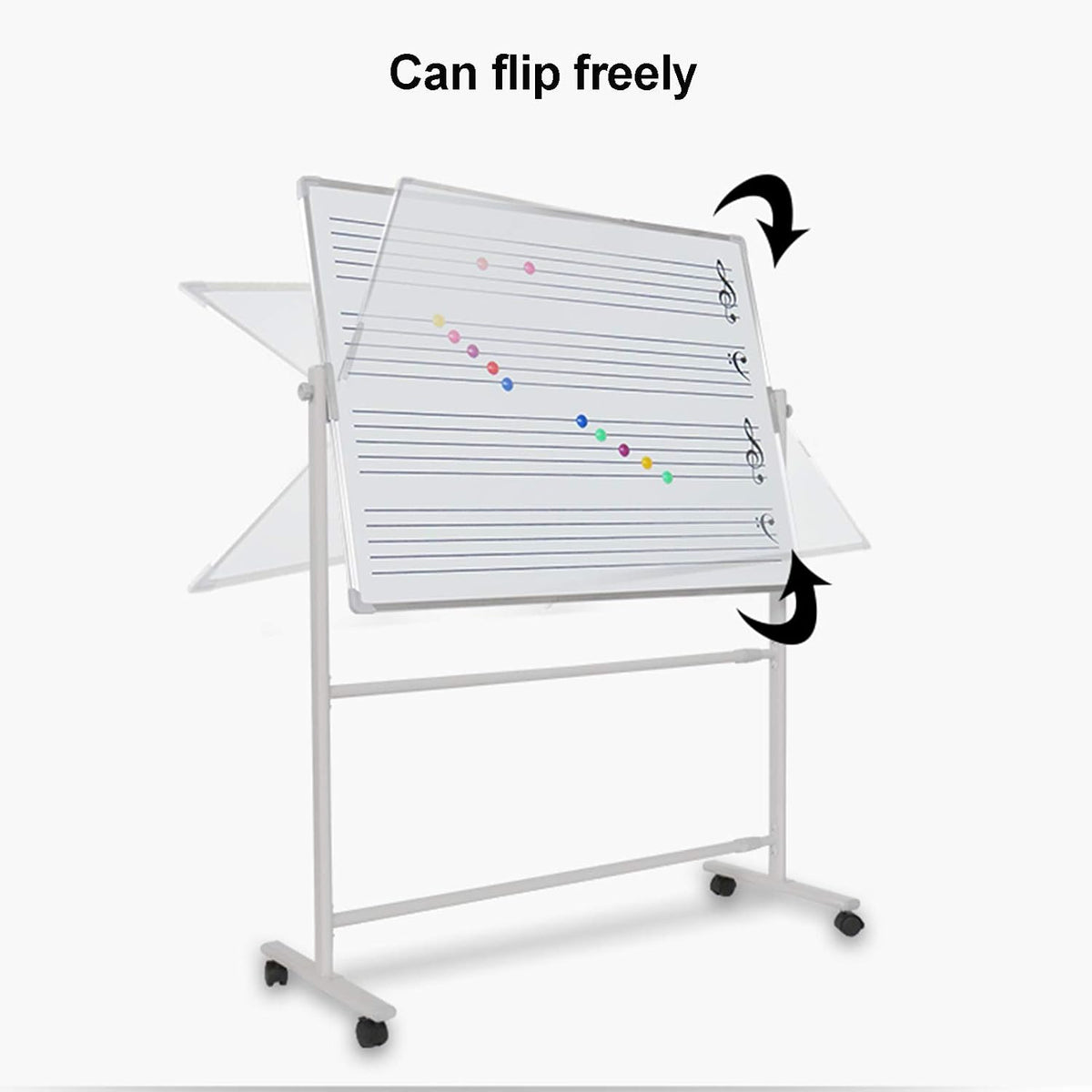Teaching Blackboard Whiteboard Double Sided Music Staff Creation Teaching Dry Erase Board Angle Height Adjustable for Home School (90X120CM) (90X120CM)