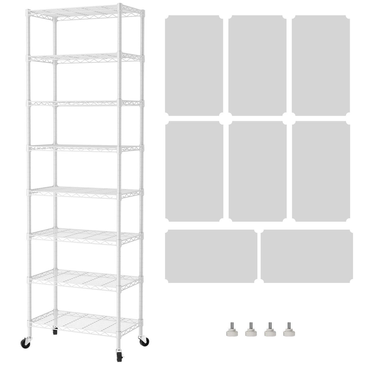 SINGAYE 5 Shelves Storage Wire Shelf Closet Metal Shelving Pantry Wheels