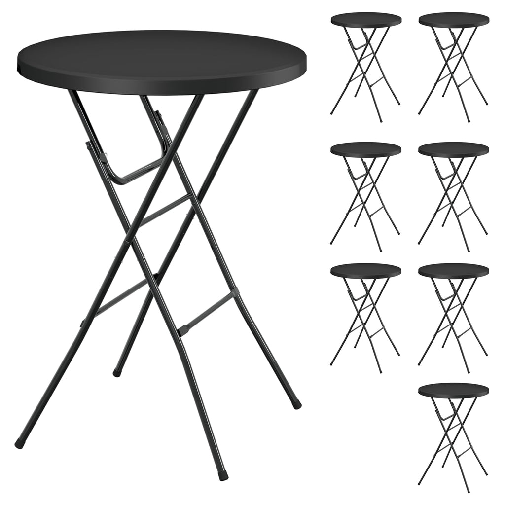 32" Round Folding Table, HDPE Top & Metal Frame, 2 Pack, White
