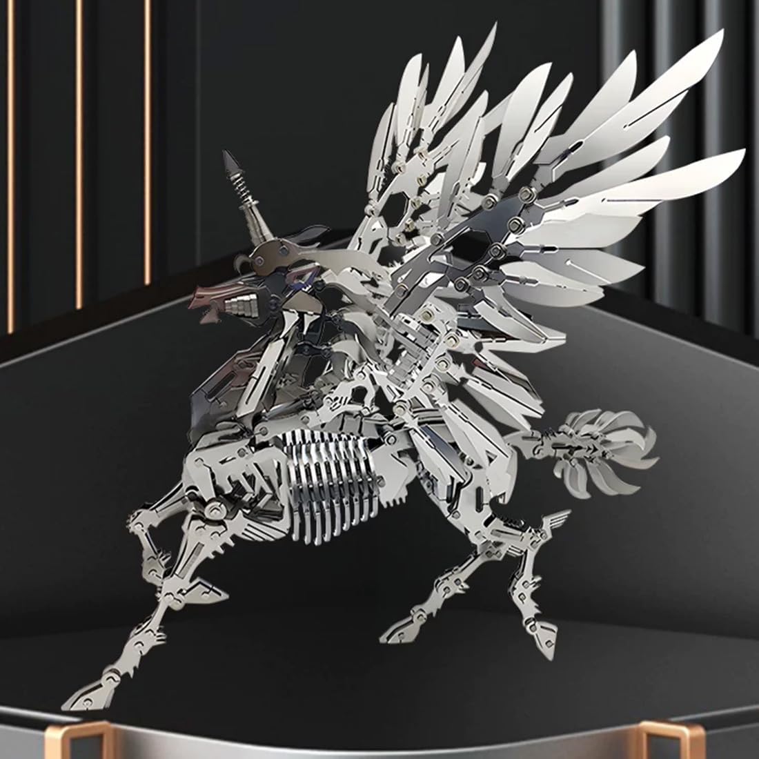 Mythical Unicorn 3D Metal Puzzle Model for Adults, DIY Animal Sculpture 3D Model Kit Immersive Creative Building Model Art Desk Decor (559+PCS)