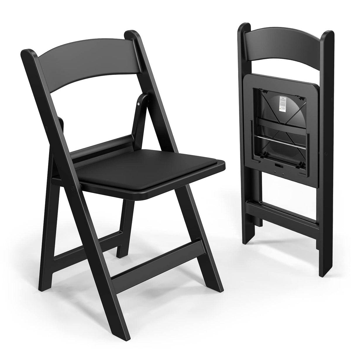 FCH Plastic Folding Chair with Padded Seat, Resin Foldable Chairs with Soft Cushion, Comfortable and Sturdy, Suitable for Indoor and Outdoor, Parties, Weddings, Commercial Events, White, 4 Pack