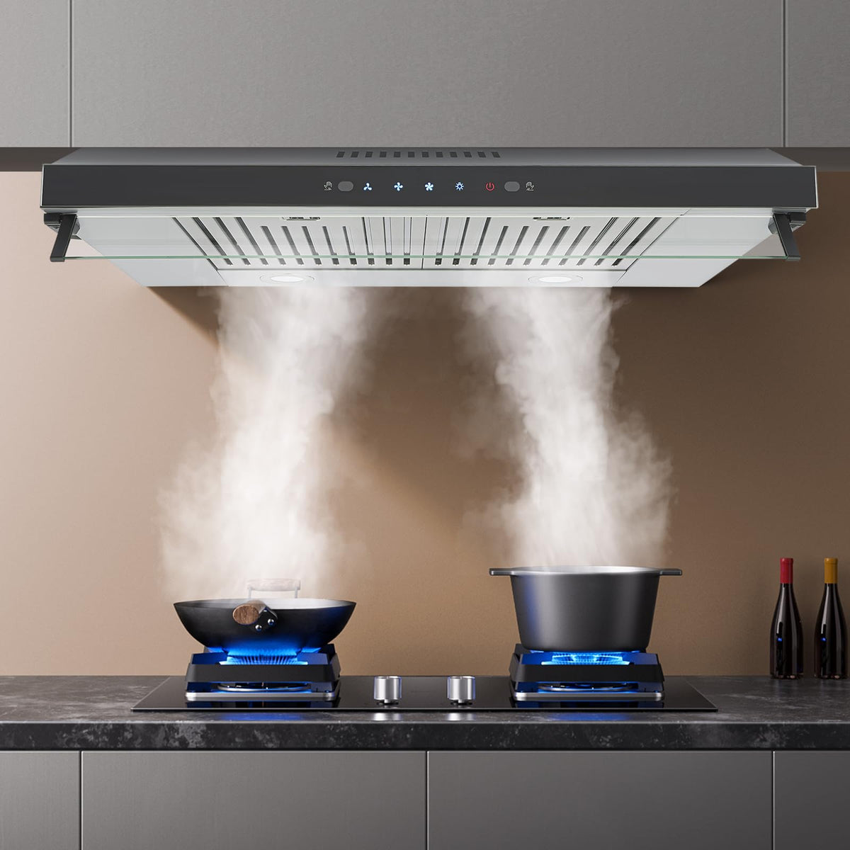 Range Hood 24 Inch Under Cabinet 350CFM Dual Motor 3-Speed Stainless Steel
