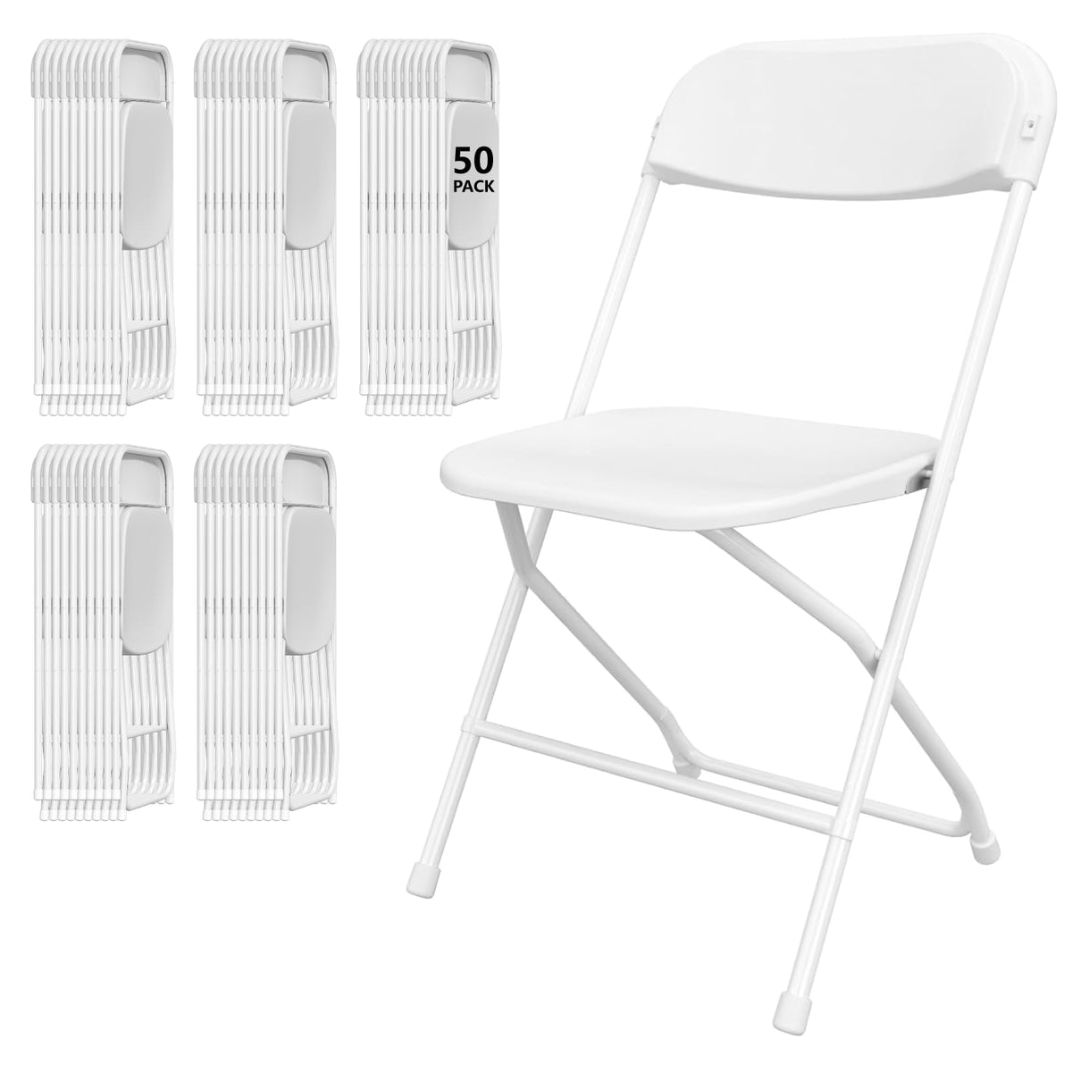 10 Pack White Folding Chairs for School Events Wedding Party Picnic