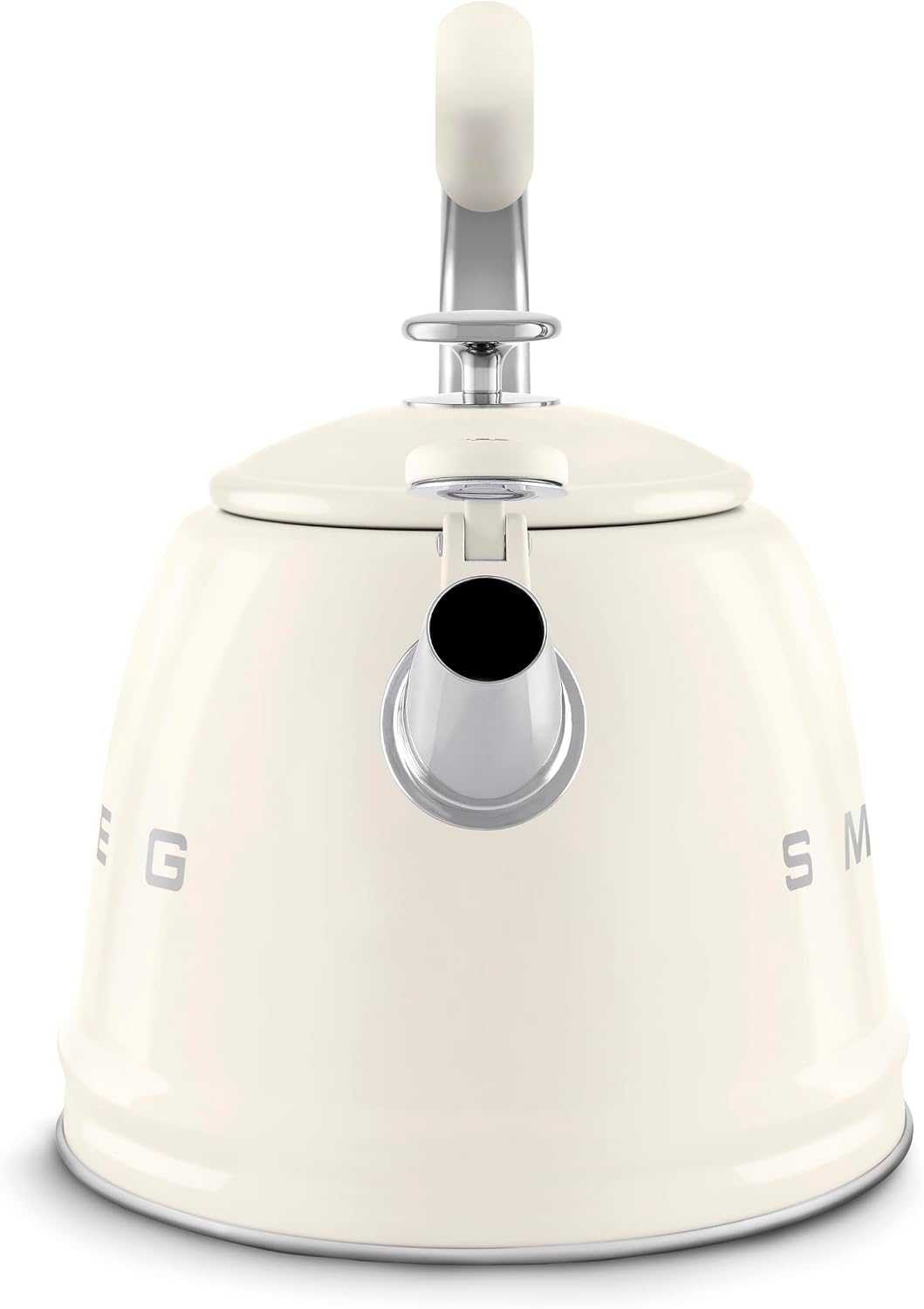 SMEG Stovetop Whistling Kettle – 50s Retro Style, 2.3 Liter (10 Cup / 2.4 Quart) Stainless Steel Tea Kettle with Iconic Design & Whistle – Premium Kitchen Statement Piece-Cream
