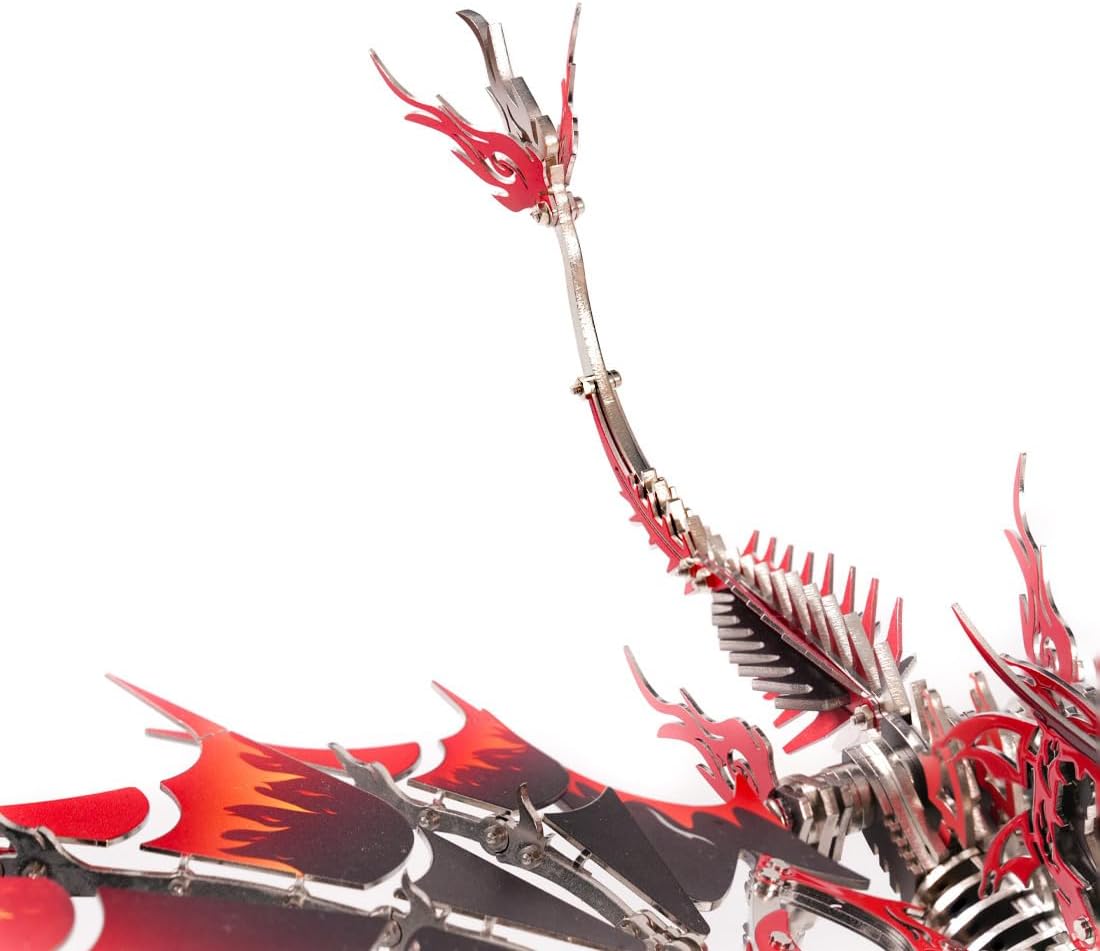 Fire Dragon 3D Metal Puzzle for Adult, Mechanical Dragon Metal Building Model Kit, Challenging Puzzle for Men, Unique DIY Collectible or Creative Gift