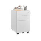 Guizeeopo 3 Drawer File Cabinet with Lock, File Cabinets for Home Office,Under Desk Cabinet, Locking File Cabinet for A4/Letter/Legal, Fully Assembled Expect Casters, Matte White